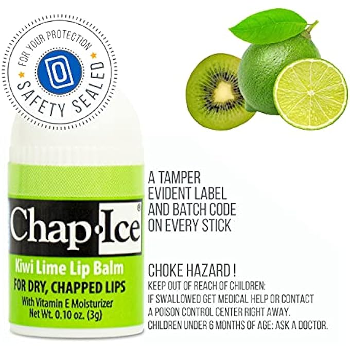 Chap Ice | 12-COUNT MINI KIWI LIME LIP BALM | LIP BALM PACK FORTIFIED WITH VITAMIN E FOR DRY, CRACKED LIPS | MADE IN USA | 12-COUNT MINI LIP BALM WITH KIWI LIME FLAVOR (0.10OZ/3G EACH) - Image 4